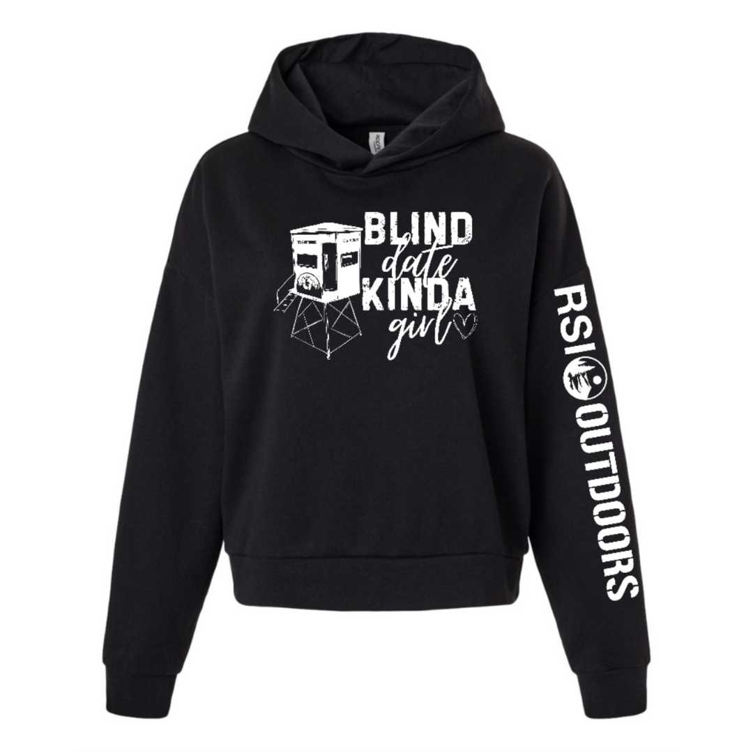 Blind Date Kinda Girl, Black Crop Hoodie